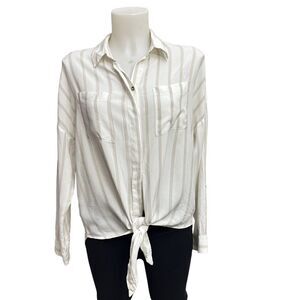 Anthropologie‎ Maeve Sandbridge Buttondown Shirt Tunic Tie front Size Small